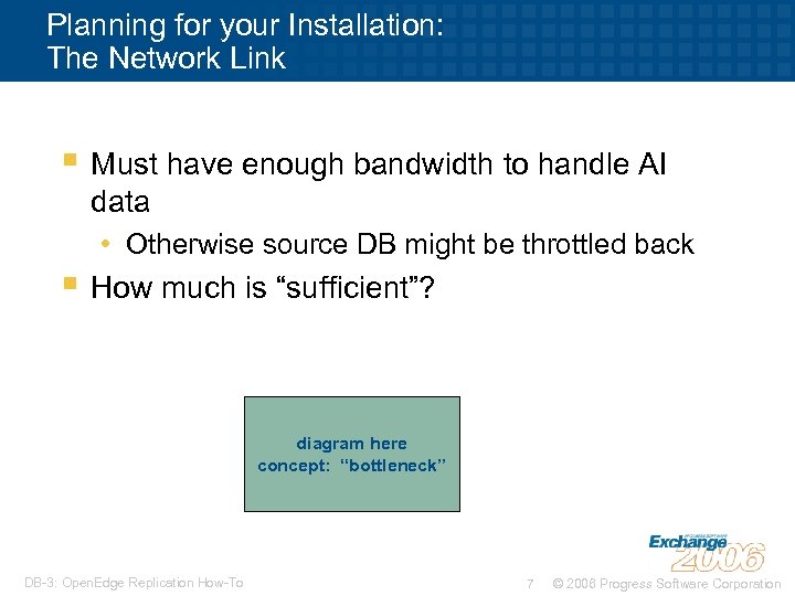 Planning for your Installation: The Network Link § Must have enough bandwidth to handle