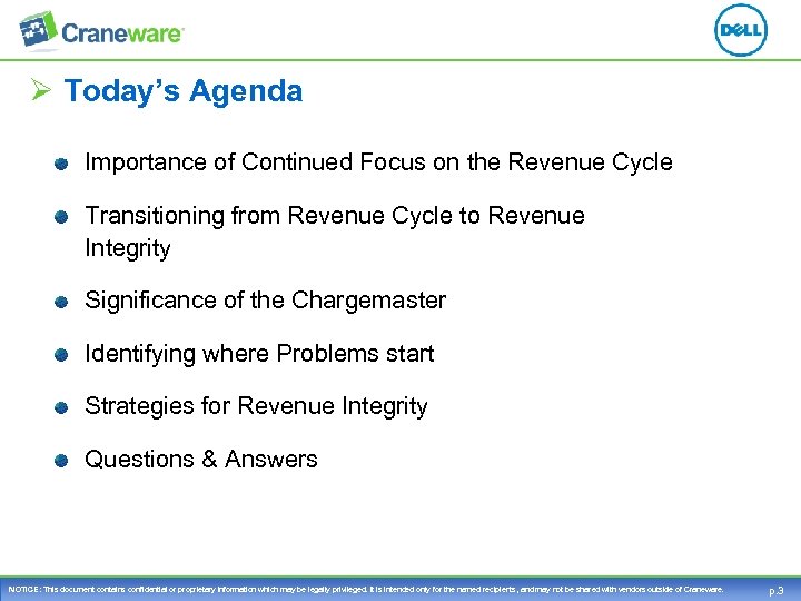 Ø Today’s Agenda Importance of Continued Focus on the Revenue Cycle Transitioning from Revenue