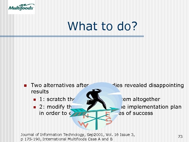 What to do? n Two alternatives after pilot studies revealed disappointing results n 1: