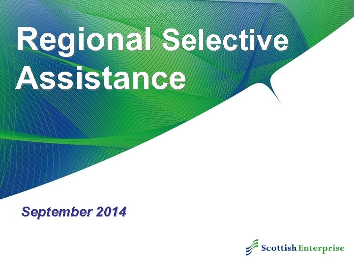 Regional Selective Assistance September 2014 