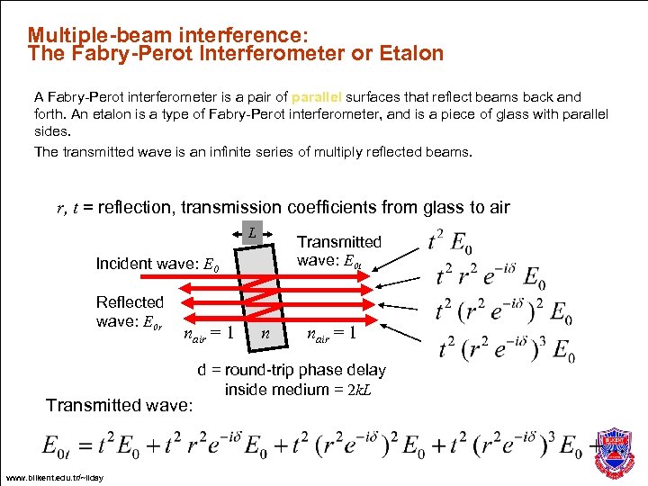 PHYS 415 OPTICS Review Of Interference And Diffraction