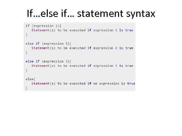 If…else if… statement syntax 