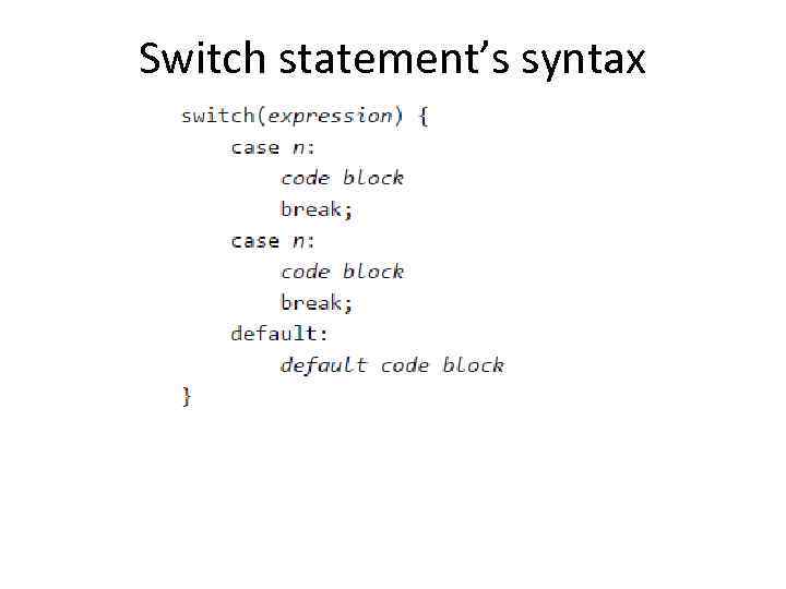 Switch statement’s syntax 