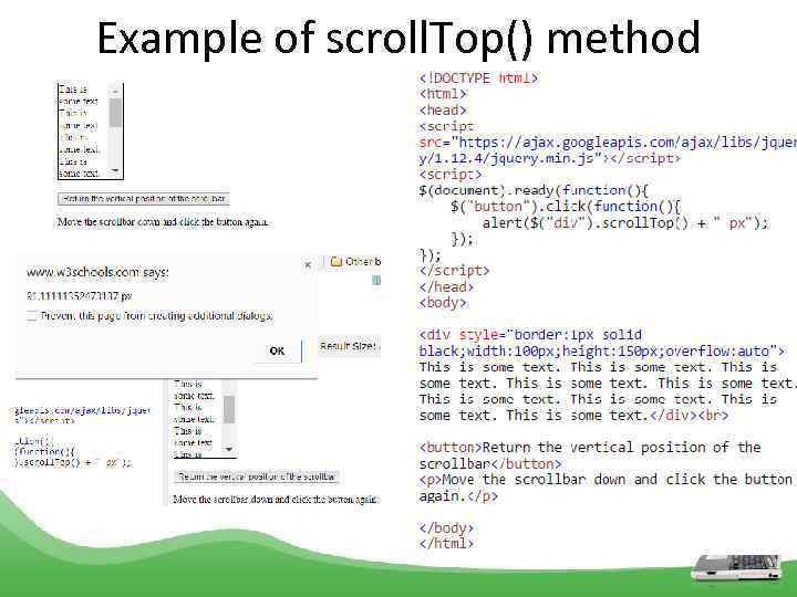 Example of scroll. Top() method 