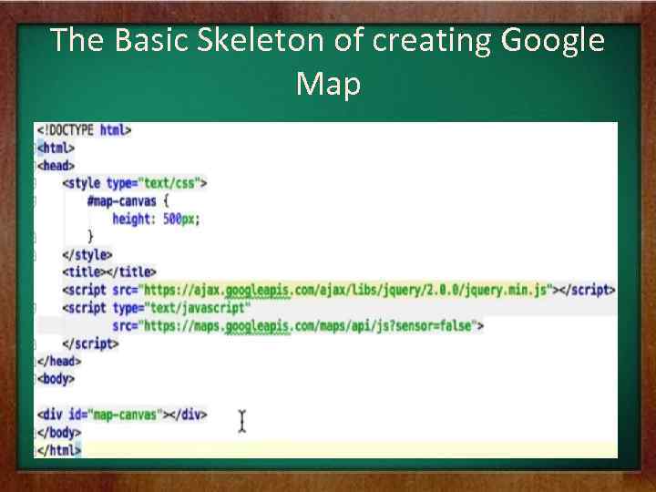 The Basic Skeleton of creating Google Map 