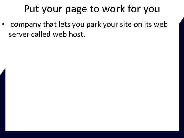 Put your page to work for you • company that lets you park your