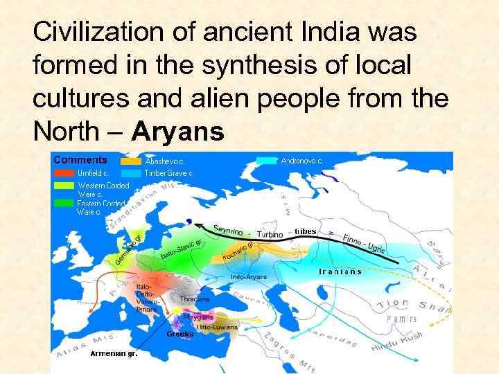 Civilization of ancient India was formed in the synthesis of local cultures and alien