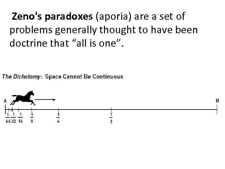 Zeno's paradoxes (aporia) are a set of problems generally thought to have been doctrine