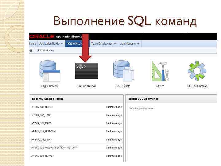 Выполнение SQL команд 