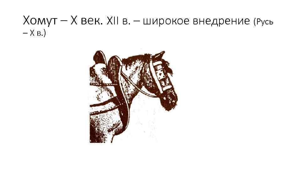 Хомут – Х век. XII в. – широкое внедрение (Русь – X в. )