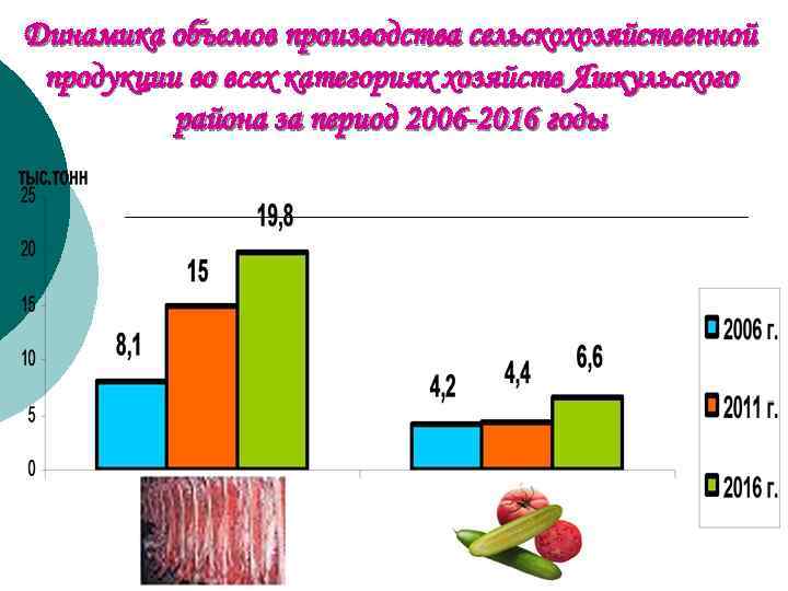Динамика объемов производства сельскохозяйственной продукции во всех категориях хозяйств Яшкульского района за период 2006
