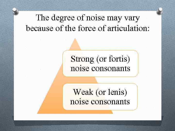 The degree of noise may vary because of the force of articulation: Strong (or