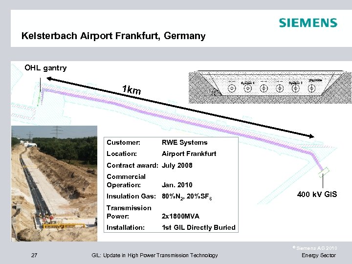 Kelsterbach Airport Frankfurt, Germany OHL gantry 1 km Customer: RWE Systems Location: Airport Frankfurt