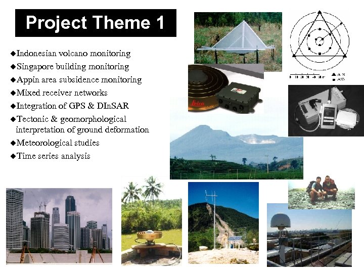 Project Theme 1 u. Indonesian volcano monitoring u. Singapore building monitoring u. Appin area