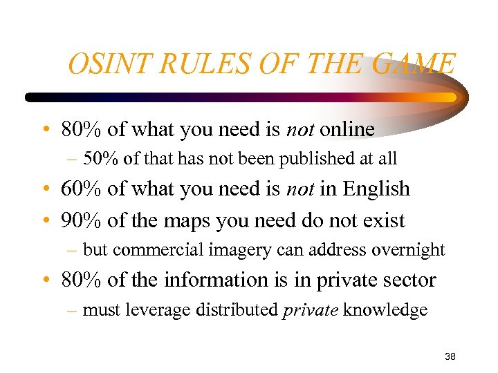 OSINT RULES OF THE GAME • 80% of what you need is not online