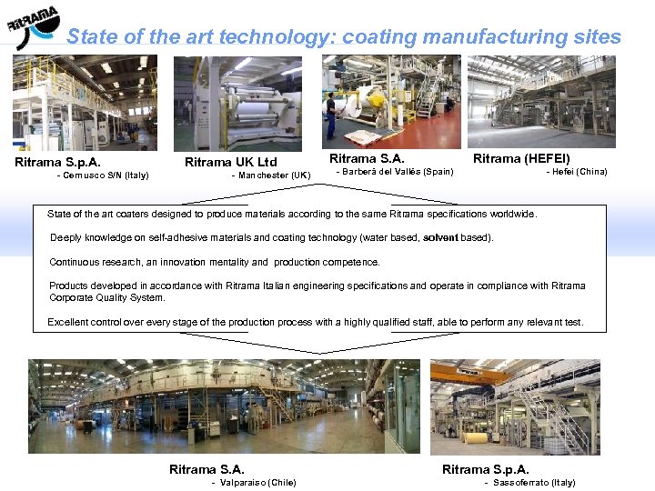 State of the art technology: coating manufacturing sites Ritrama S. p. A. - Cernusco