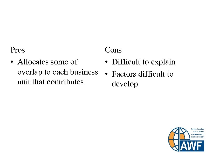 Marginal Allocation Marginal Factors by Risk Pros Cons • Allocates some of • Difficult