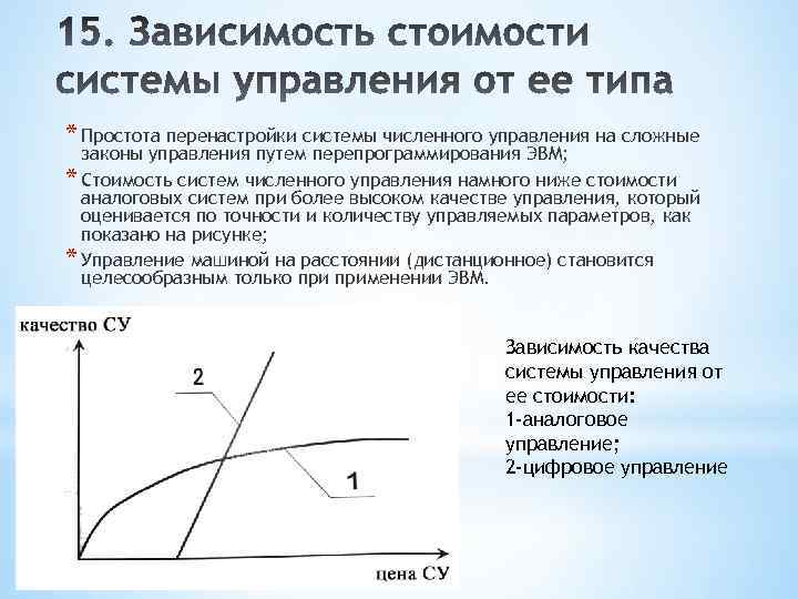 * Простота перенастройки системы численного управления на сложные законы управления путем перепрограммирования ЭВМ; *