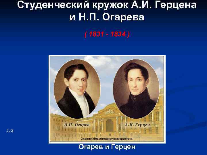 Студенческий кружок А. И. Герцена и Н. П. Огарева ( 1831 - 1834 )