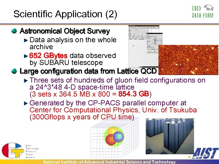 Scientific Application (2) Astronomical Object Survey Data analysis on the whole archive 652 GBytes