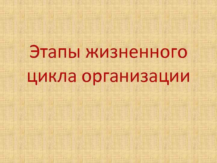 Этапы жизненного цикла организации 