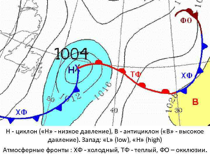 Атмосферные фронты на картах погоды. Циклон и антициклон обозначения. Циклон и антициклон на карте обозначение. Атмосферный фронт обозначение. Обозначение атмосферных фронтов на карте.