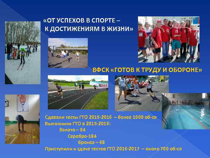  «ОТ УСПЕХОВ В СПОРТЕ – К ДОСТИЖЕНИЯМ В ЖИЗНИ» ВФСК «ГОТОВ К ТРУДУ