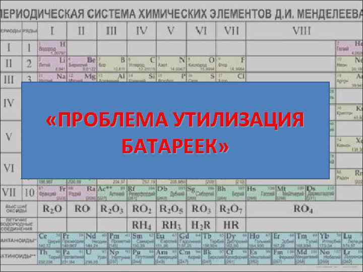  «ПРОБЛЕМА УТИЛИЗАЦИЯ БАТАРЕЕК» 