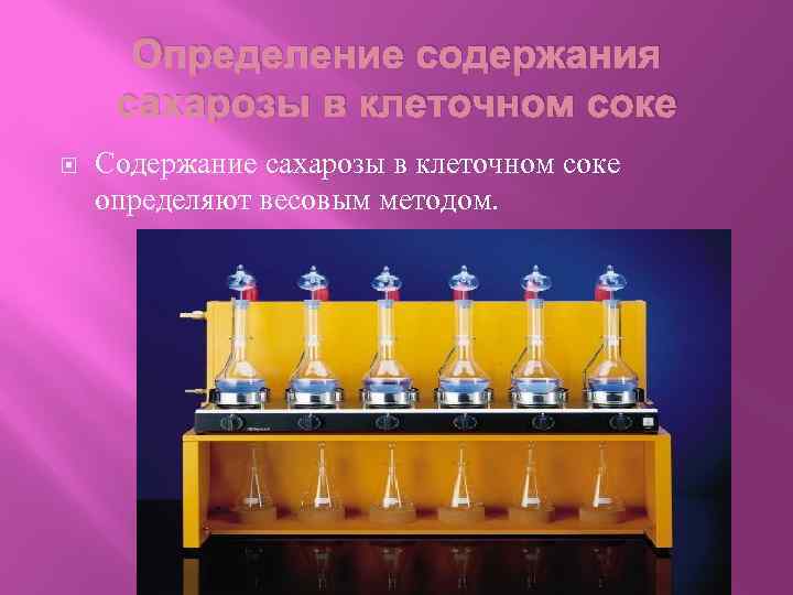 Определение содержания сахарозы в клеточном соке Содержание сахарозы в клеточном соке определяют весовым методом.