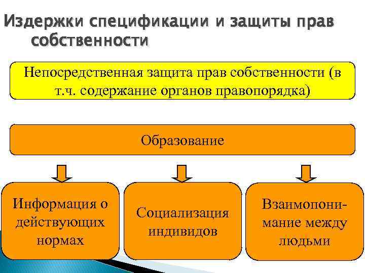 Издержки спецификации и защиты прав собственности Непосредственная защита прав собственности (в т. ч. содержание