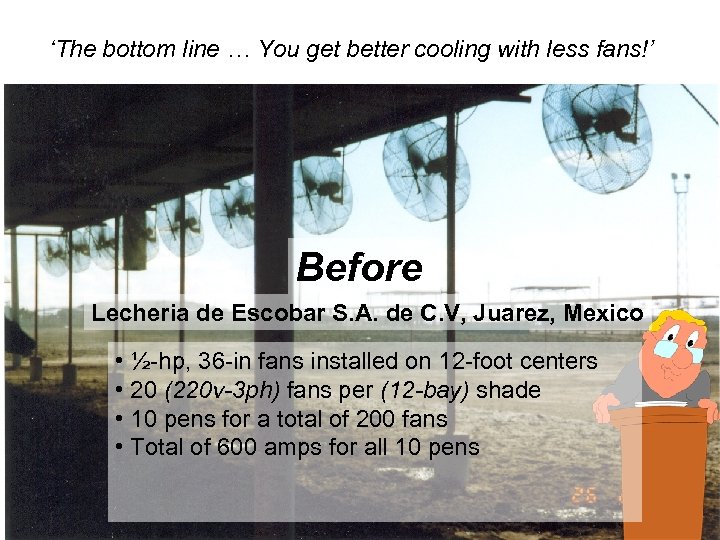 ‘The bottom line … You get better cooling with less fans!’ Before Lecheria de