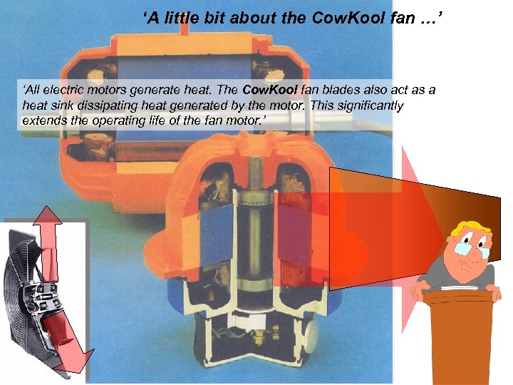 ‘A little bit about the Cow. Kool fan …’ ‘All electric motors generate heat.