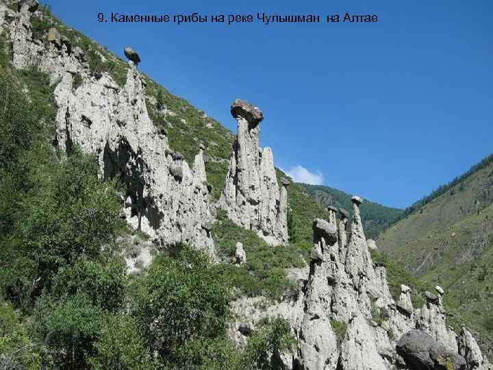 9. Каменные грибы на реке Чулышман на Алтае 