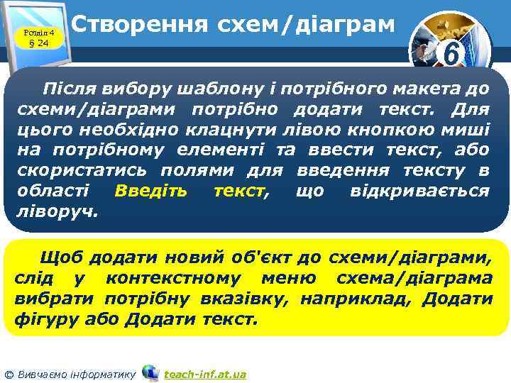 Розділ 4 § 24 Створення схем/діаграм 6 Після вибору шаблону і потрібного макета до