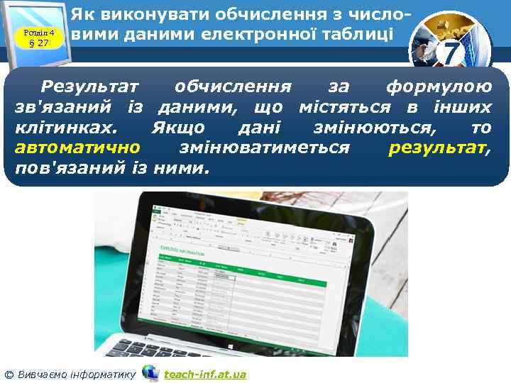 Розділ 4 § 27 Як виконувати обчислення з числовими даними електронної таблиці 7 Результат