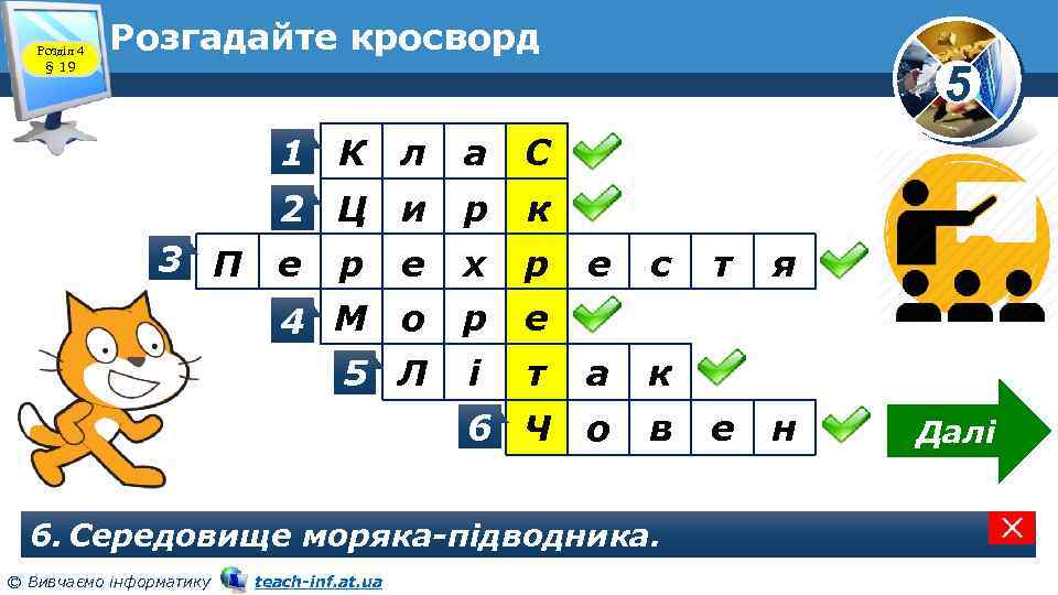 Розділ 4 § 19 Розгадайте кросворд 1 К а С 2 Ц и р