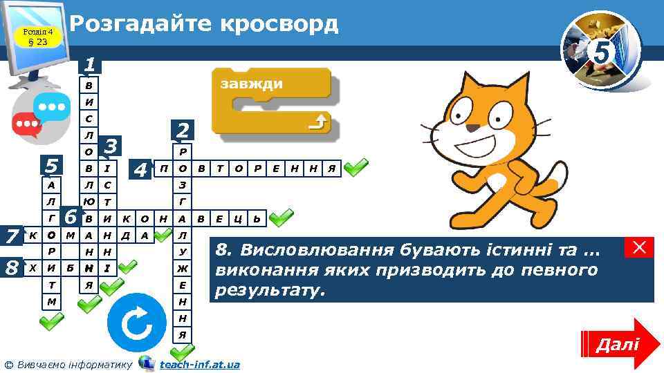 Розділ 4 § 23 Розгадайте кросворд 1 5 В И С Л О 3