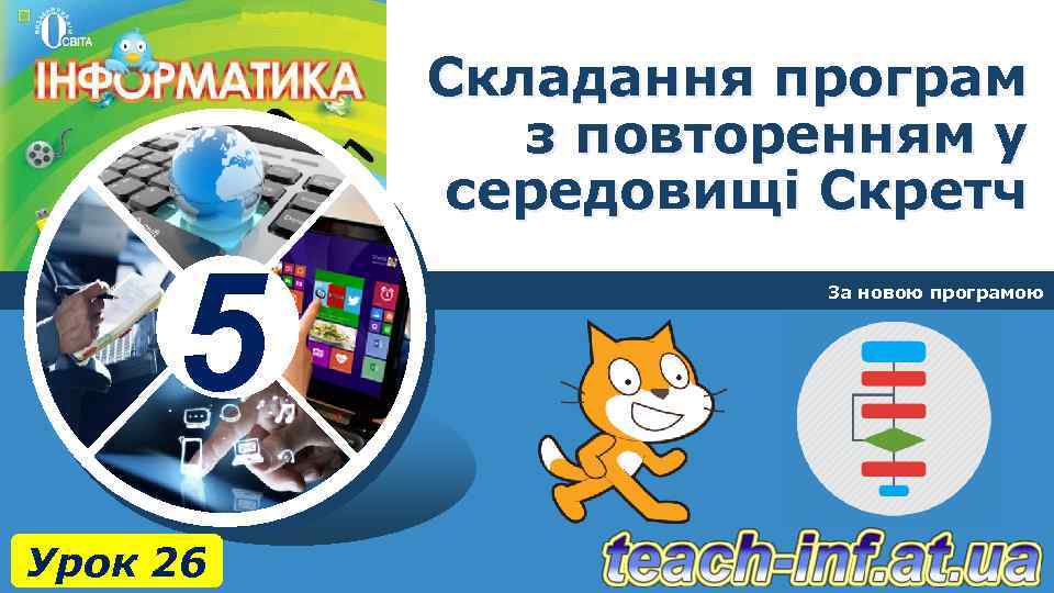 Складання програм з повторенням у середовищі Скретч 5 Урок 26 За новою програмою 