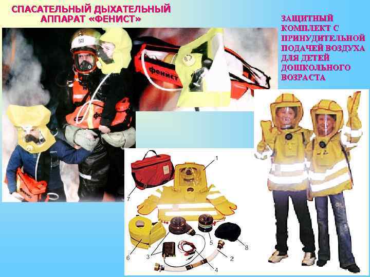 СПАСАТЕЛЬНЫЙ ДЫХАТЕЛЬНЫЙ АППАРАТ «ФЕНИСТ» ЗАЩИТНЫЙ КОМПЛЕКТ С ПРИНУДИТЕЛЬНОЙ ПОДАЧЕЙ ВОЗДУХА ДЛЯ ДЕТЕЙ ДОШКОЛЬНОГО ВОЗРАСТА