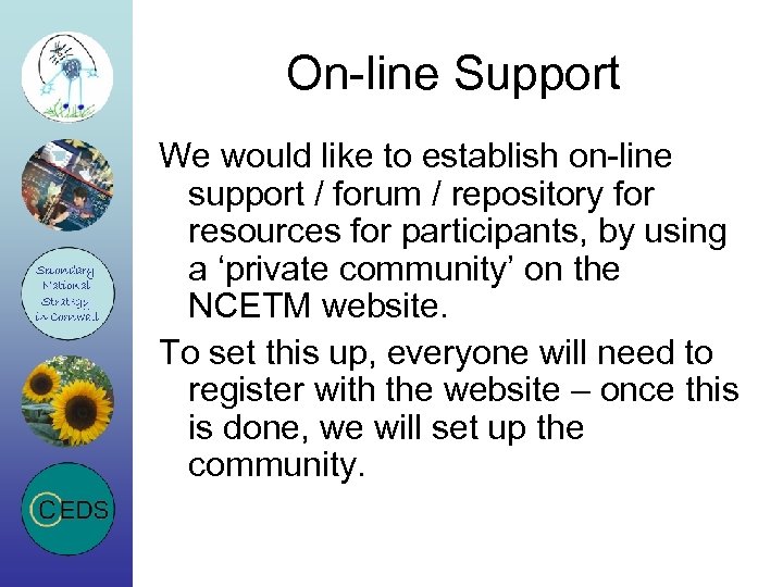 On-line Support We would like to establish on-line support / forum / repository for