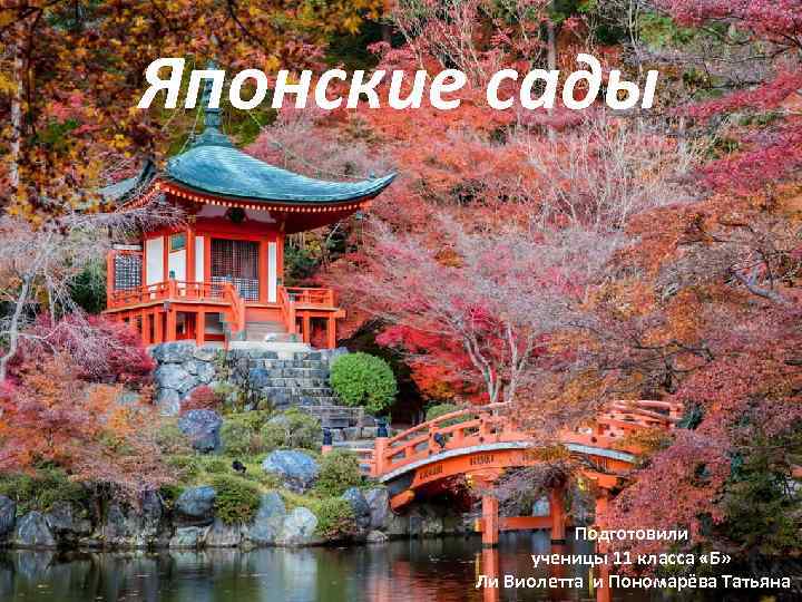 Японские сады Подготовили ученицы 11 класса «Б» Ли Виолетта и Пономарёва Татьяна 