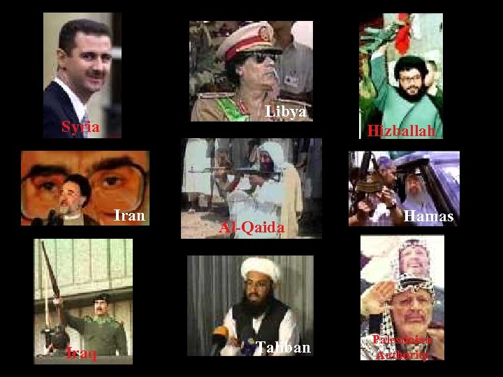 Libya Syria Hizballah Iran Iraq Al-Qaida Taliban Hamas Palestinian Authority 