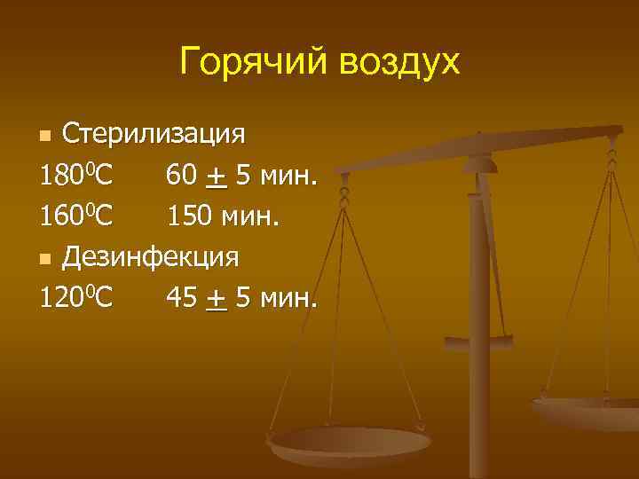 Горячий воздух Стерилизация 1800 С 60 + 5 мин. 1600 С 150 мин. n