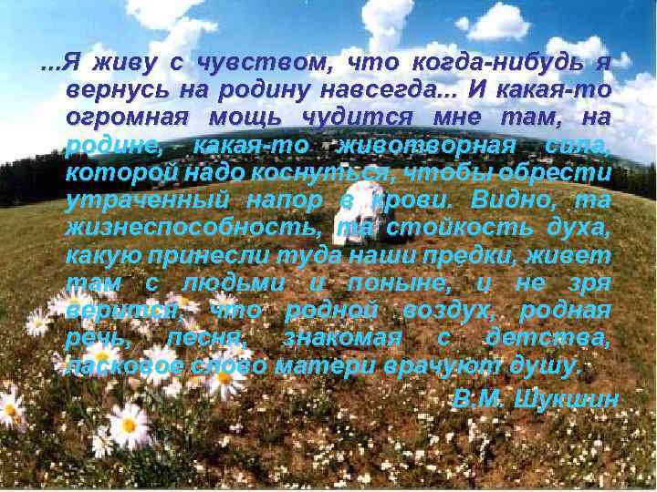 . . . Я живу с чувством, что когда-нибудь я вернусь на родину навсегда.
