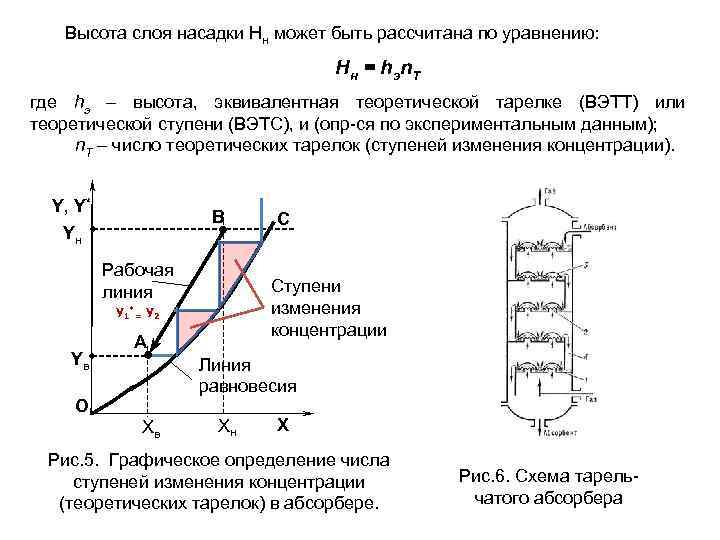 Высота слоя насадки Нн может быть рассчитана по уравнению: Нн = hэn. Т где