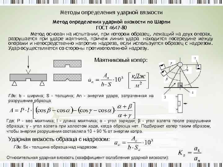 Стандартные образцы для определения ударной вязкости