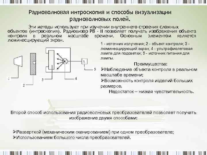 Радиоволновая интроскопия и способы визуализации радиоволновых полей. Эти методы используют при изучении внутреннего строения