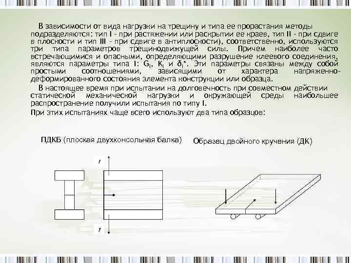 В зависимости от вида нагрузки на трещину и типа ее прорастания методы подразделяются: тип