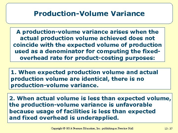 Production-Volume Variance A production-volume variance arises when the actual production volume achieved does not
