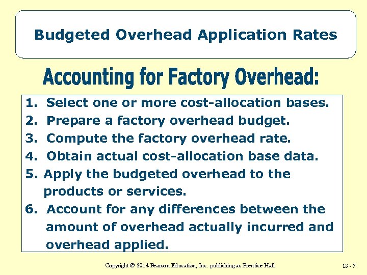 Budgeted Overhead Application Rates 1. 2. 3. 4. 5. Select one or more cost-allocation